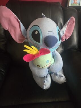 Disney Stitch Plush Holding Colorful Scrump, Large Plush